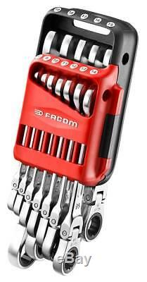 Facom 467BF. JP12 12 Piece Flexi Head Anti-Slip Ratchet Combination Spanner Set