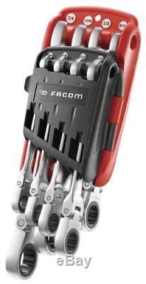 Facom 5/16 to 3/4 8pc Imperial Flexible Hinged Head Ratchet Spanner Wrench Set