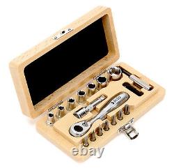 Felo Classic 18 Piece Metric Socket & Bit Set with Ratchet and Wood Case