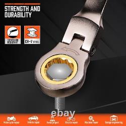 Flex-Head Ratcheting Wrench Set Metric SAE Ratchet Combination Wrench 24 Pcs