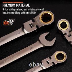 Flex-Head Ratcheting Wrench Set Metric SAE Ratchet Combination Wrench 24 Pcs
