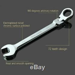 Flexible Head Gear Ring Ratchet Action Wrench Spanner Set 8-19 MM Carbon Steal