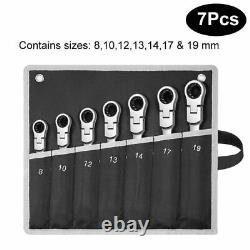 Flexible Ratcheting Combination Wrench Set Key Ratchet Spanner Metric Hand Tool