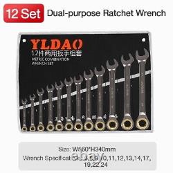Flexible Ratcheting Combination Wrench Set Key Wrench Ratchet Metric Hand Tools