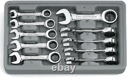 GEARWRENCH 10 Pc. 12 Pt. Stubby Ratcheting Combination Wrench Set Metric 9520D