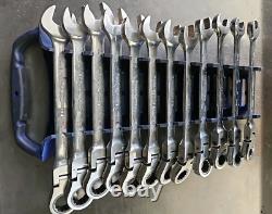 GEARWRENCH 12 Pc 12 Pt Flex Head Ratcheting Combination Wrench Set 8 19 mm