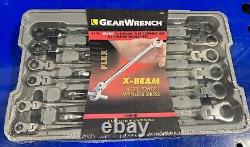 GEARWRENCH 12pc 12 XL X-Beam Flex Head Ratcheting Combination Wrench Set Metric