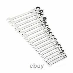 GEARWRENCH 16 Pc 12 Pt Flex Head Ratcheting Combination Wrench Rack Metric Set