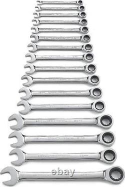 GEARWRENCH 16 Pc. Ratcheting Combination Wrench Set with Tray Metric