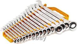 GEARWRENCH 16 Pc. Ratcheting Combination Wrench Set with Tray Metric