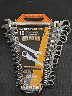 GEARWRENCH 16 Pieces Flex Head Ratcheting Combination Wrench Set 9902D NOB READ