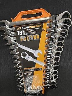 GEARWRENCH 16 Pieces Flex Head Ratcheting Combination Wrench Set 9902D NOB READ