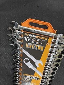 GEARWRENCH 16 Pieces Flex Head Ratcheting Combination Wrench Set 9902D NOB READ