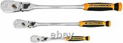 GEARWRENCH 3 Pc. 1/4, 3/8 & 1/2 Drive 90 Tooth Flex Head Ratchet Set 81298T