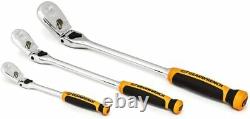 GEARWRENCH 3 Pc. 1/4, 3/8 & 1/2 Drive 90 Tooth Flex Head Ratchet Set 81298T