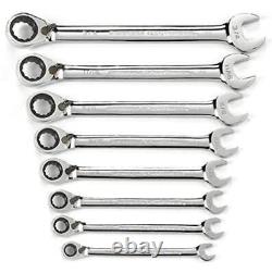 GEARWRENCH 8 Pc. 12 Pt. Reversible Ratcheting Combination Wrench Set SAE 9533N