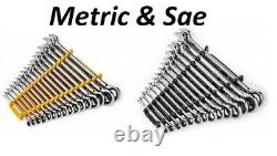 GEARWRENCH 90 Tooth 12 Point Ratcheting Box Combo Wrench Set Metric and SAE