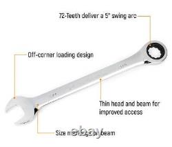 GEARWRENCH Combination Ratcheting Wrench Set 16-Piece+72-Tooth With Plastic Rack