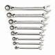 Gearwrench Wrench Set Ratcheting Reversible Box End Sae Hand Tool Chrome 8 Piece