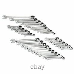 GEARWRENCH Wrench Set Ratcheting Straight SAE Metric Alloy Steel Hand Tool 32 Pc