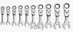 GearWrench 10pc 12pt STUBBY FLEX RATCHETING COMBINATION METRIC WRENCH SET 9550