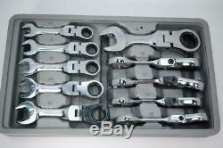 GearWrench 10pc 12pt STUBBY FLEX RATCHETING COMBINATION METRIC WRENCH SET 9550