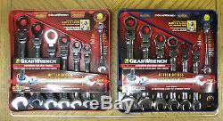 GearWrench 14 Pc SAE/Metric Ratcheting Combination Flex Head Wrench Set! 7 1/2