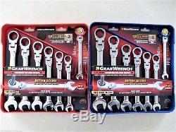 GearWrench 14pc Flex Head Ratcheting Combination Wrench Set SAE Inch Metric