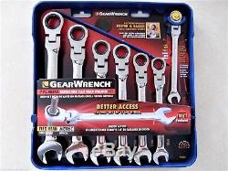 GearWrench 14pc Flex Head Ratcheting Combination Wrench Set SAE Inch Metric