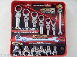 GearWrench 14pc SAE Metric Flex Head Ratcheting Combination Wrench Set