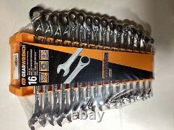 GearWrench 16-Pc 12-Pt Metric XL Combination Ratcheting Wrench Set 85099 New