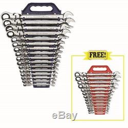 GearWrench 16-Piece Metric 12-Point Flex-Head Combo Ratcheting Wrench Set with