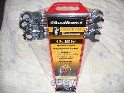 GearWrench 4pc Large SAE Flex Head Ratcheting Wrenche Set 13/16 to 1 #9703