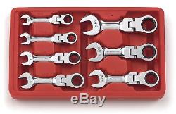 GearWrench 7 Pc. Stubby Flex Combination Ratcheting Wrench Set SAE 9570