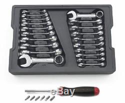GearWrench 81903 20PC 12 PT Stubby Combo Wrench Set & 82781 Ratchet Screwdriver