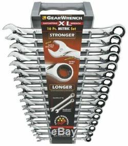 GearWrench 85099 Metric XL Ratcheting Combination Wrench Set Pack of 16