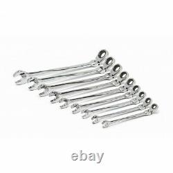 GearWrench 85298 9 Pc XL X-Beam Flex Head Ratcheting Combination SAE Wrench Set