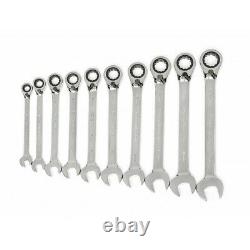 GearWrench 85892 10pc Metric Reversible Ratcheting Combo Wrench Set With Roll Up