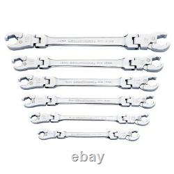 GearWrench 89101D Ratcheting Jaw Open End Flex Head Flare Nut Wrench Set Metric