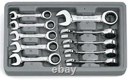 GearWrench 9520 10 Piece Metric Stubby Combination Ratcheting Wrench Set