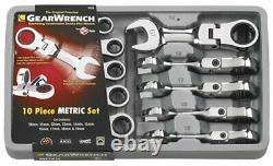 GearWrench 9550 10 Pc 12 Pt STUBBY FLEX RATCHETING COMBINATION METRIC WRENCH SET