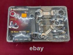 GearWrench 9550 10 Piece Stubby Flex Combination Metric Ratcheting Wrench Set