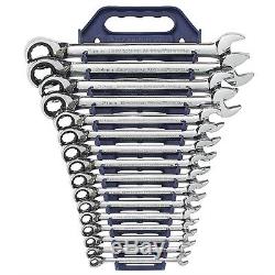 GearWrench 9602 16 Piece Metric Reversible Offset Ratcheting Combo Wrench Set