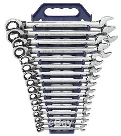 GearWrench 9602 16-Piece Reversible Combination Ratcheting Wrench Set, Metric
