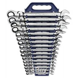 GearWrench 9902 Metric Flex Head Combination Ratcheting Wrench 16 Piece Set