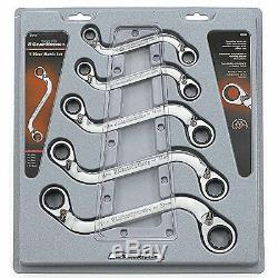 GearWrench Ratcheting Wrench Set, Reversible S-Shaped Double Box Chrome 5-Pcs