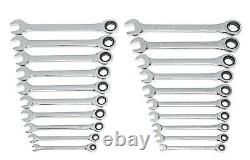 GearWrench SAE METRIC Ratcheting Combination Wrenches Standard MM 20pc, Set 35720