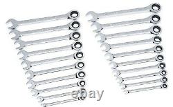 GearWrench SAE METRIC Ratcheting Combination Wrenches Standard MM 20pc, Set 35720