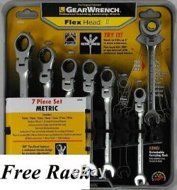 Gear Wrench 7-PC Metric Ratcheting Flex Head Wrench Set 10 12 13 14 15 17 19mm