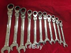Gearwrench 11pc Flex Head Metric Ratcheting Wrench Set New 11-24mm